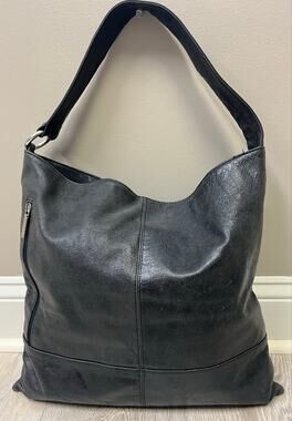 HOBO International Black Leather Oversized Hobo Shoulder Bag Slouchy Y2K